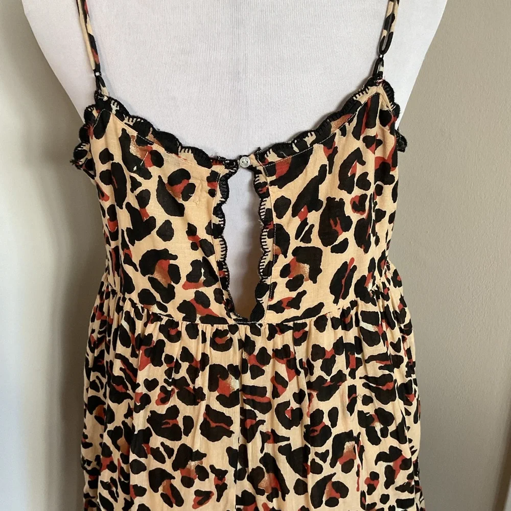 Urban Outfitters Hanna Leopard Print Scallop Ruffle Babydoll Dress Size L - Picture 7 of 7